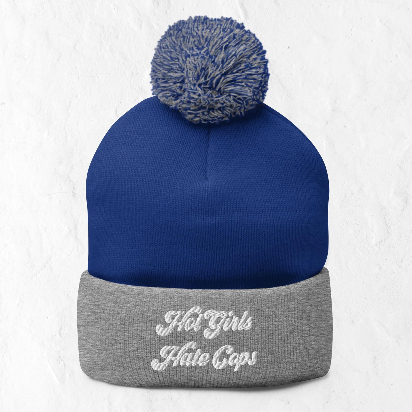 Hot Girls Hate Cops Pom-Pom Beanie